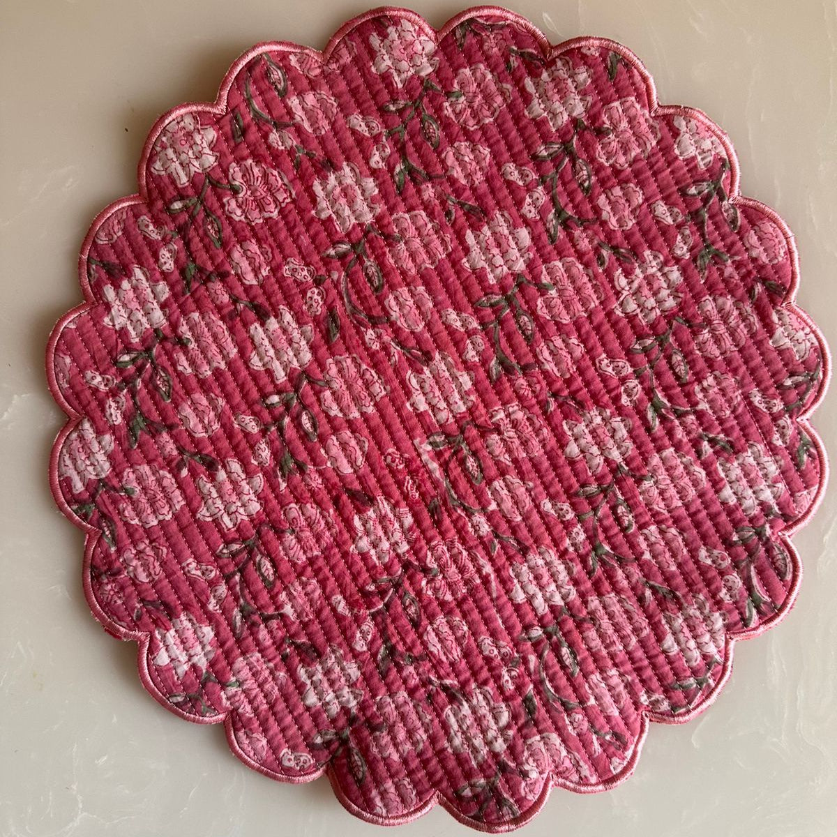 Blush Pink Jal Round Scalloped Table Mats