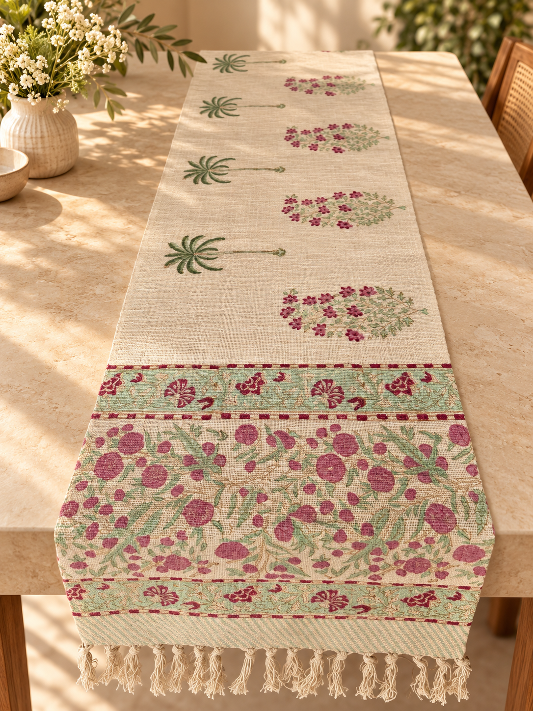 Palm and Paisley Jute Runner