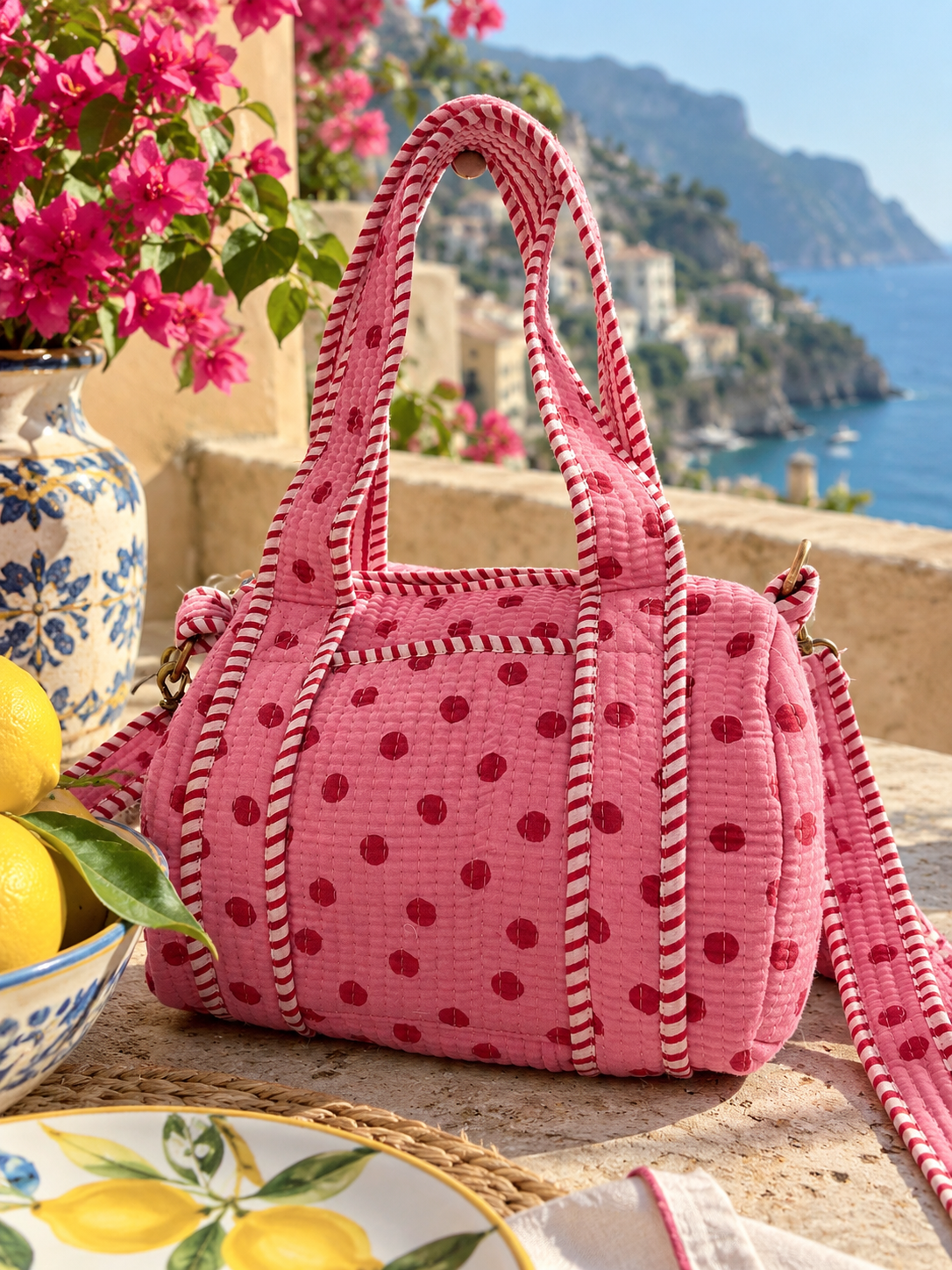 Pink Polka Mini Duffle
