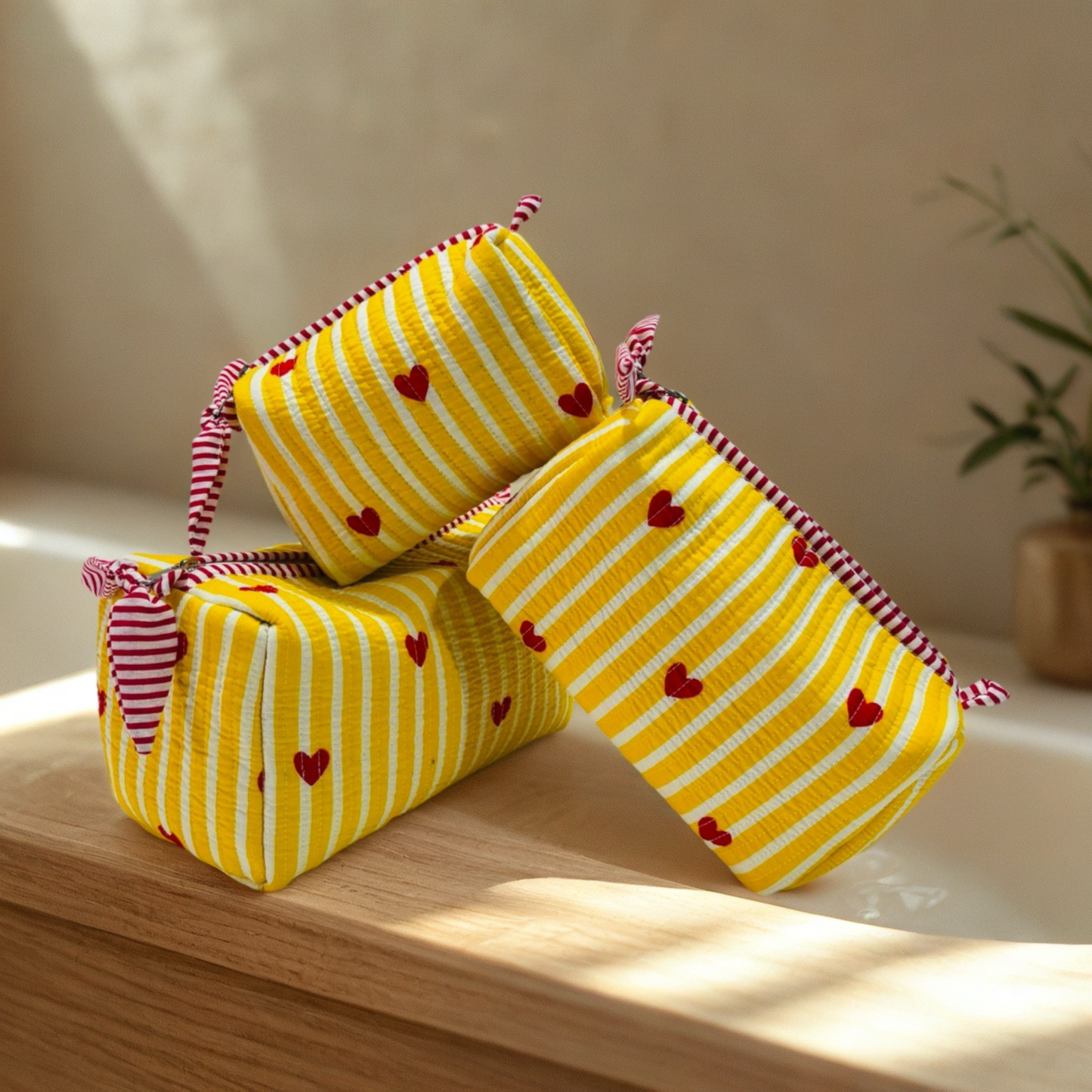 Yellow Love Pouch (Set of 3)