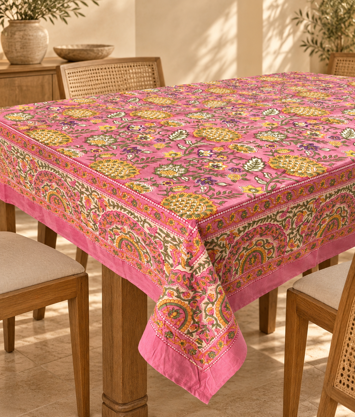 Pink Garden Table Cover - 6 seater