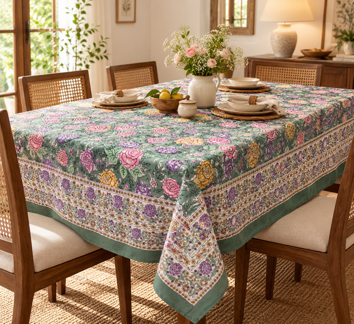 Green Garden Table Cover - 6 seater