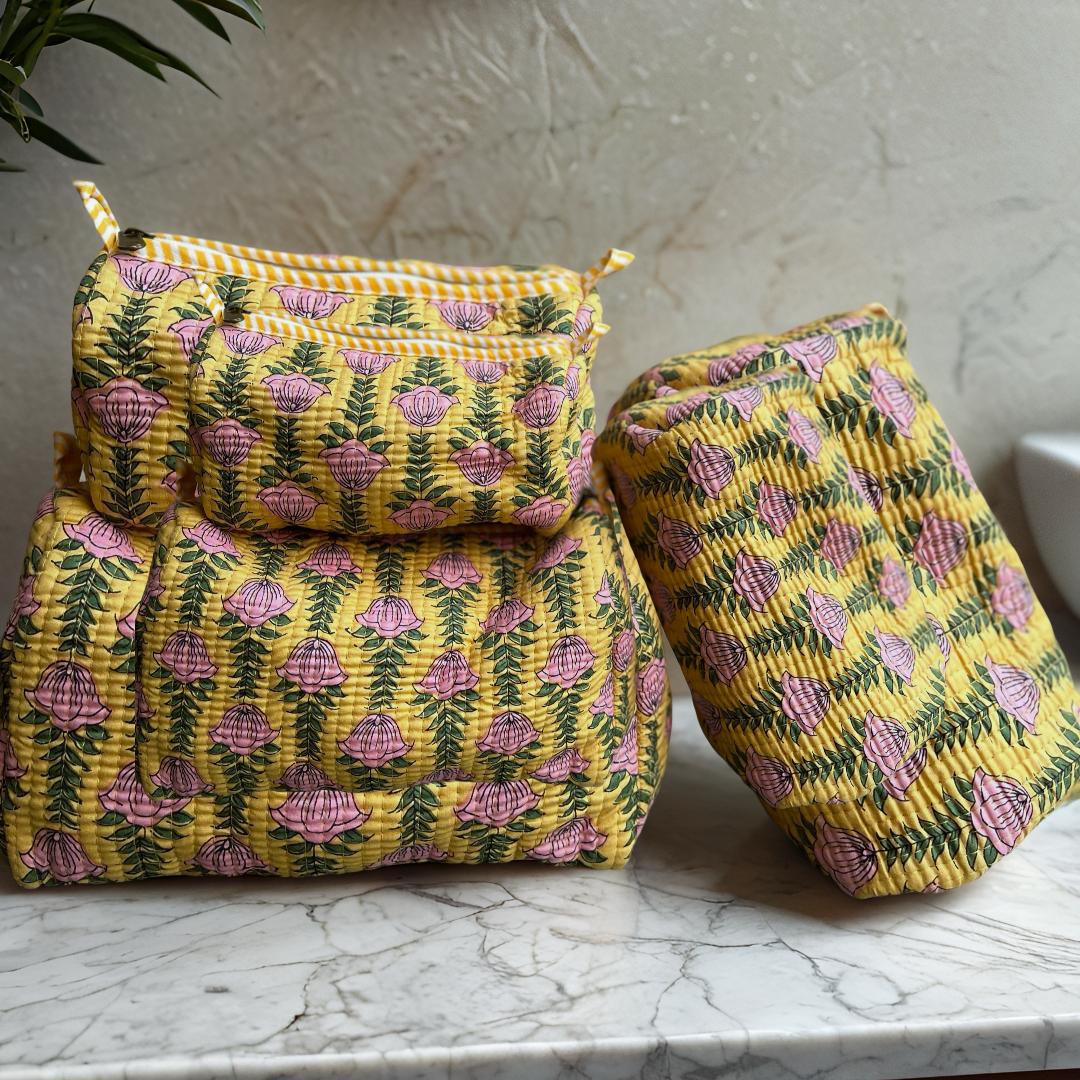 Yellow Butaa Pouch (Set of 3)