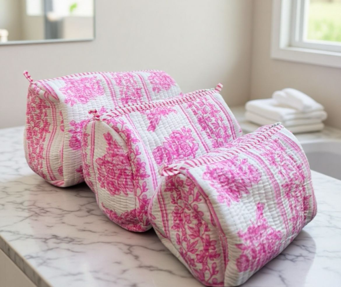 Gulaabi Butaa Pouch (Set of 3)