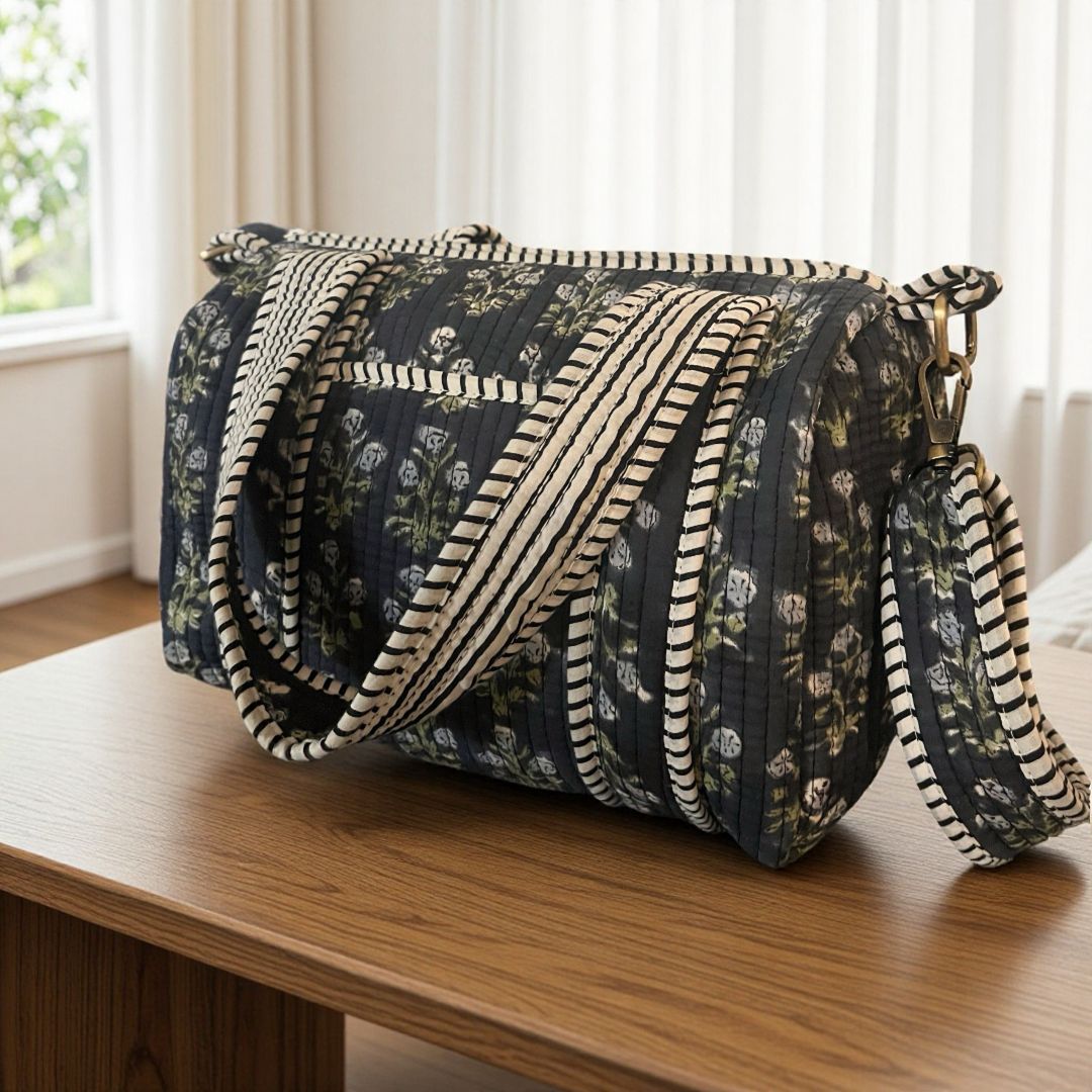 Midnight Blue Mini Duffle Tote With Sling