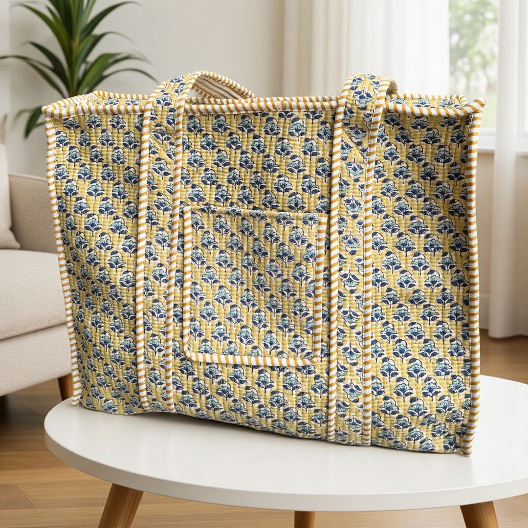 Yellow Butti Maxi Tote - (18X18)