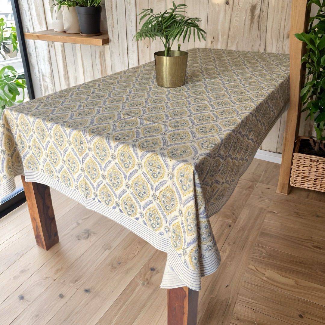 Yellow Jaal Table Cover - 6 Seater