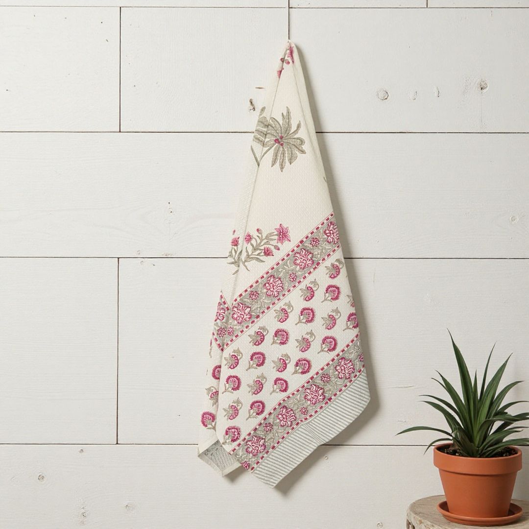 Grey Palm Waffle Towel