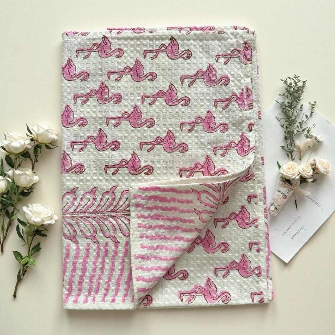 Flamingo Waffle Towel