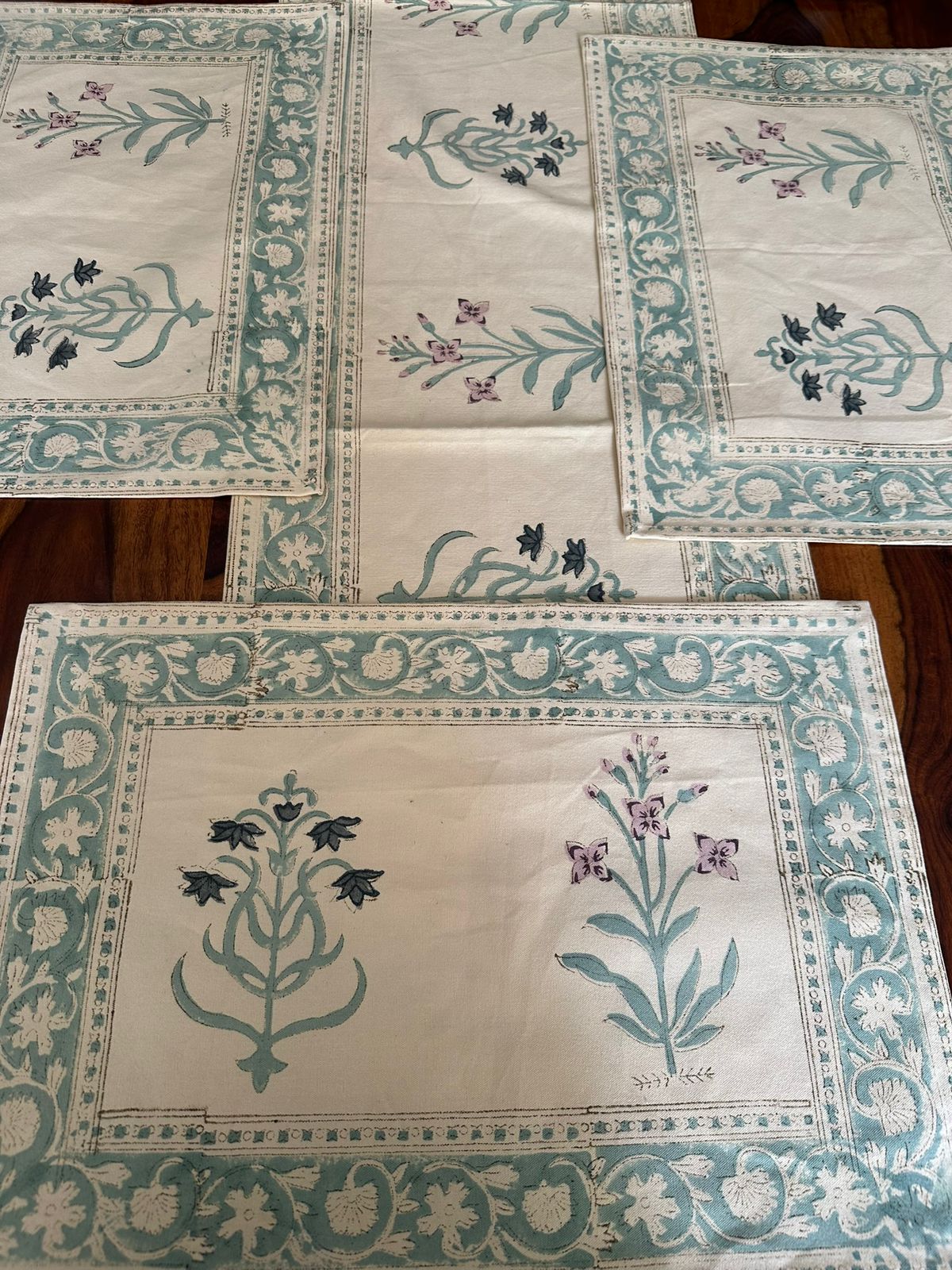 Aqua Butaa Runner Mat and Napkin Canvas Set