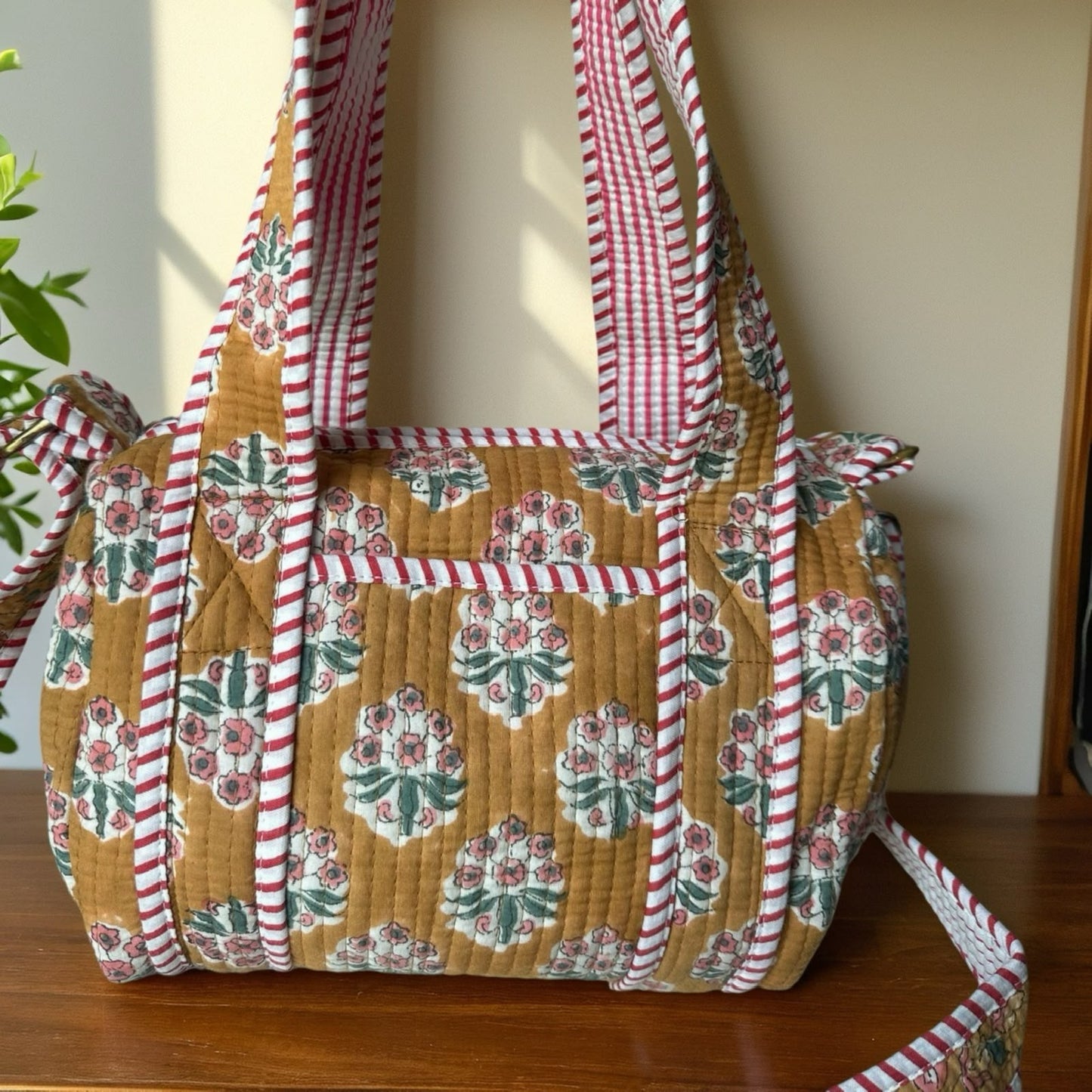 Mustard Buti Mini Duffle Tote With Sling