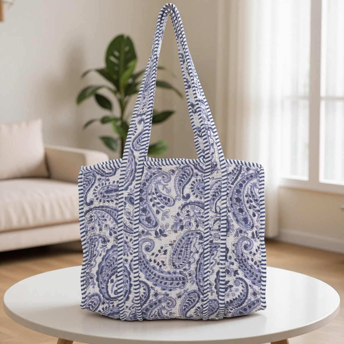 White Paisley Daily Tote (12X12)