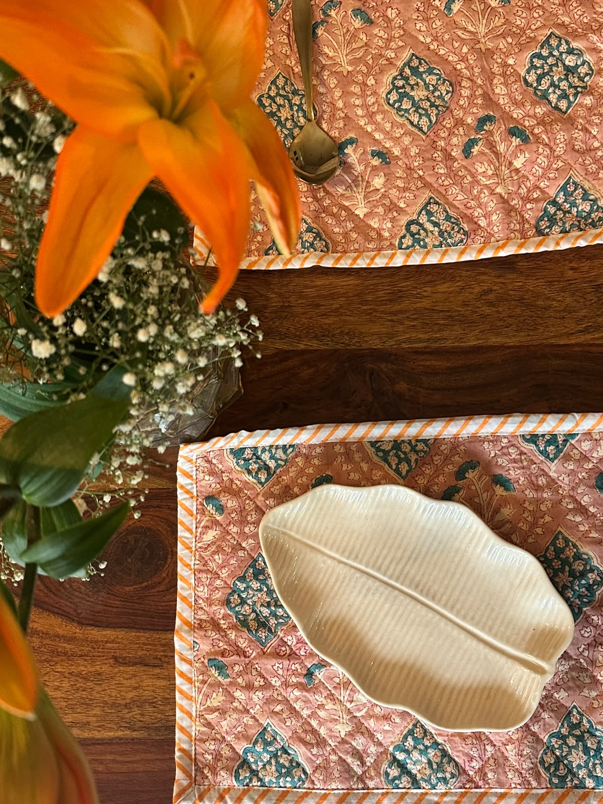 Peach and Aqua Placemats