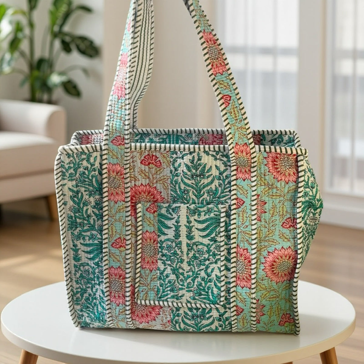 Sea Blue Patchwork Daily Tote (16X16)