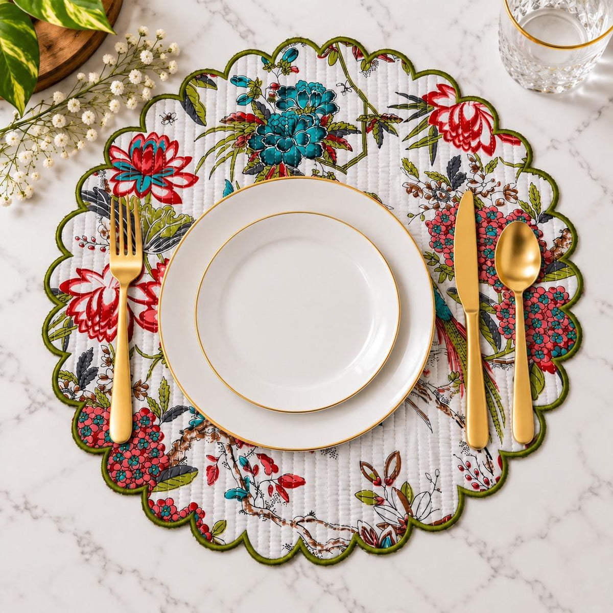 Mor Bagh Round Scalloped Table Mats