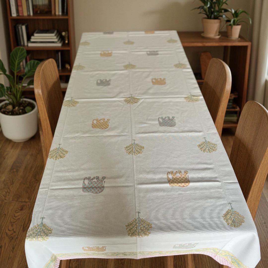 Elephant Motif Table Cover - 6 Seater