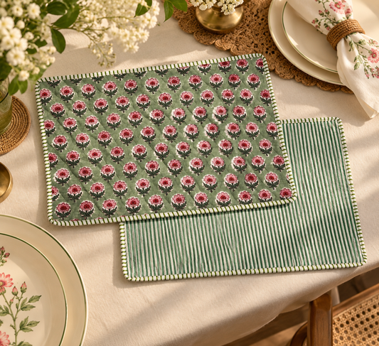 Mint Bloom Quilted Mats