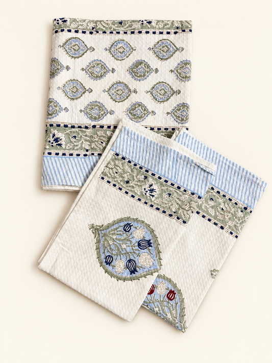 Sage and Blue Towel Set