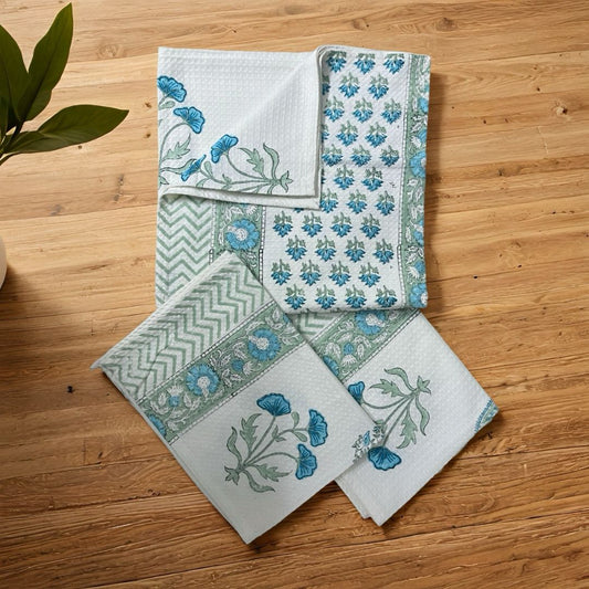Aqua Butaa Waffle Towel Set