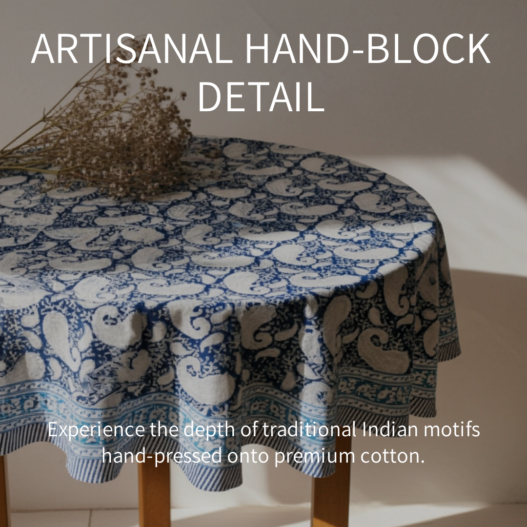 Blue Paisley Round Table Cover