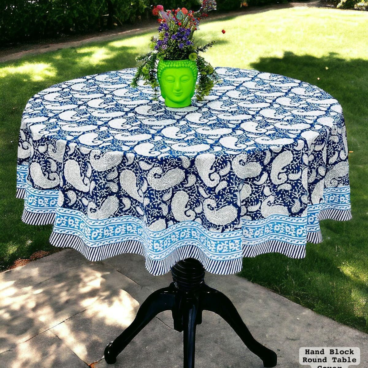 Blue Paisley Round Table Cover