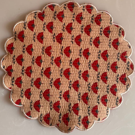Cream Bagh Round Scalloped Table Mats