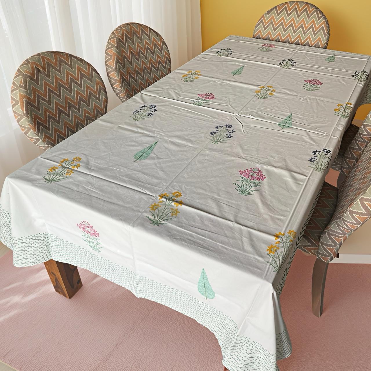 Multicoloured Butaa Table Cover - 6 Seater