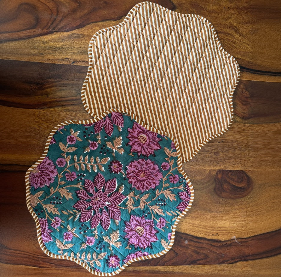 Green Wavy Quilted Placemats