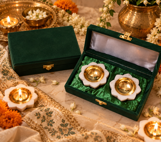 Marble Glow Diyas (Set of 2)
