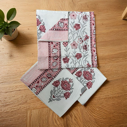 Maroon Butaa Waffle Towel Set
