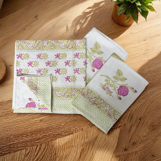 Rani Pink Butaa Waffle Towel Set