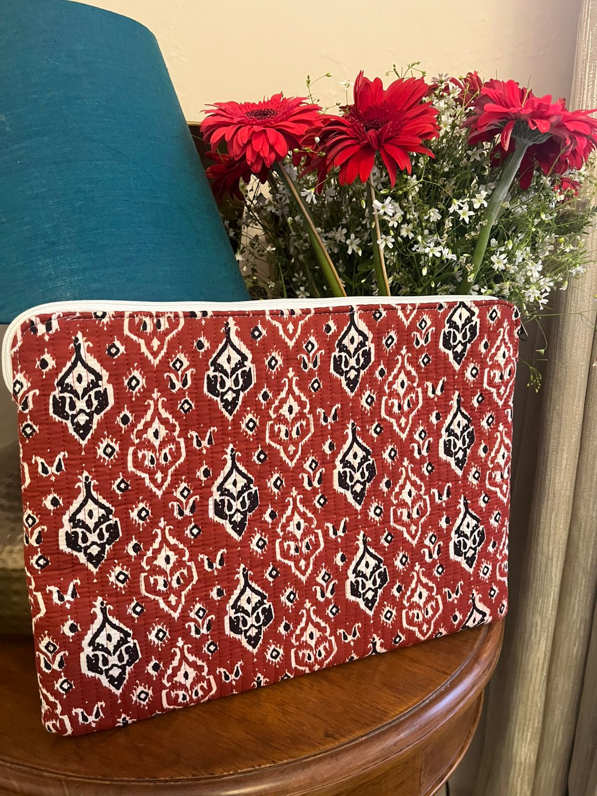 Padded Red Ikat Sleeve - 16 Inch