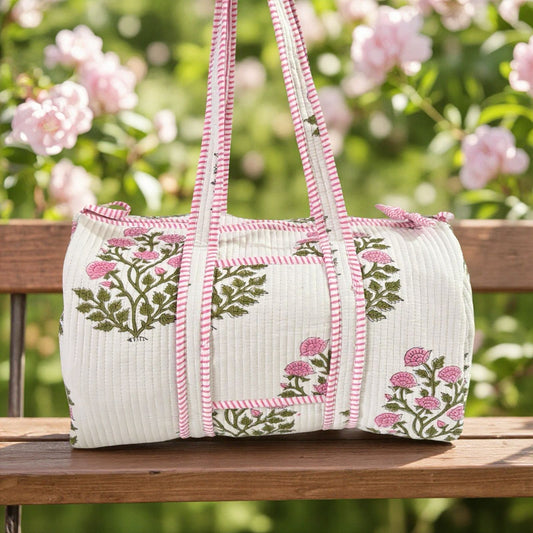 Cream Block Duffle Bag