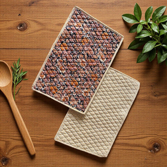 Rust Paisley Quilted Reversible Table Mats