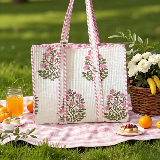 Cream Block Maxi Tote - 18X18 Without Zip