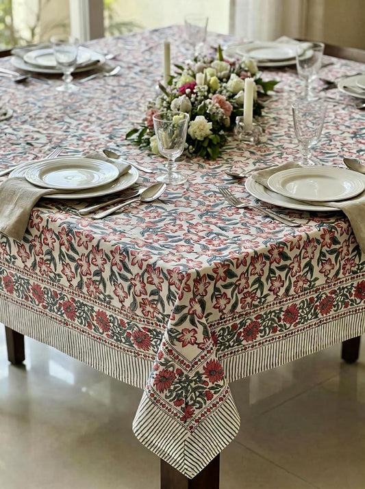 Rust Bagh Table Cover - 6 Seater