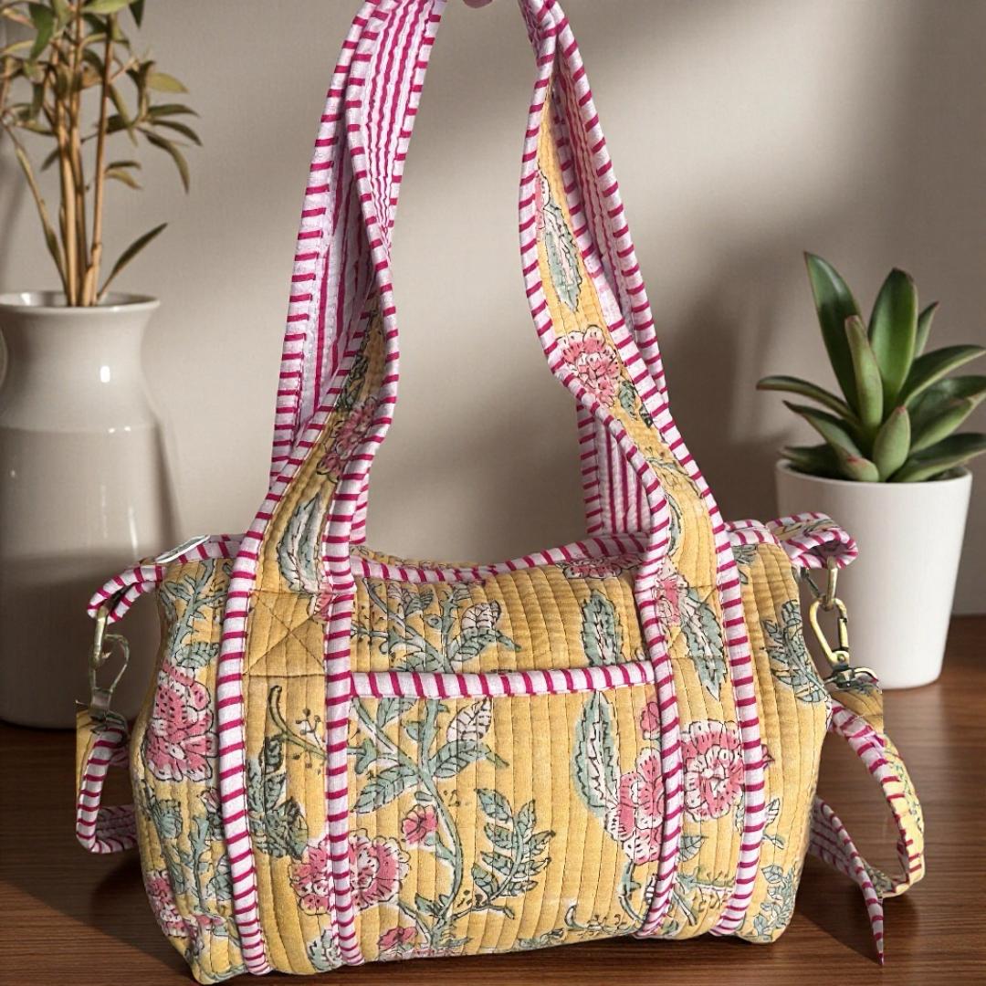 Yellow Bahaar Mini Duffle Tote With Sling