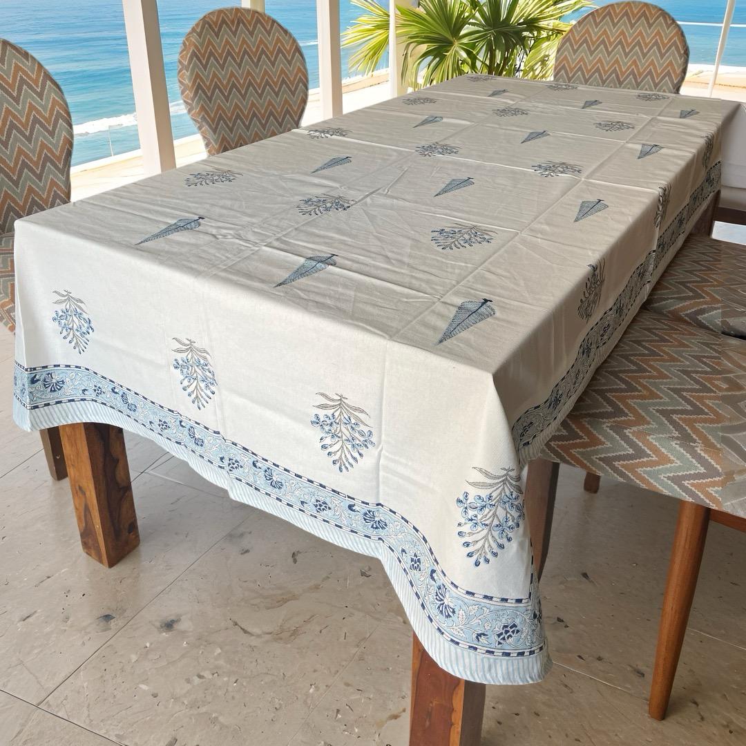 Blue Butaa Table Cover - 6 Seater