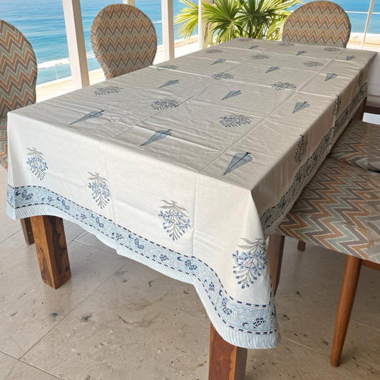 Blue Butaa Table Cover - 6 Seater