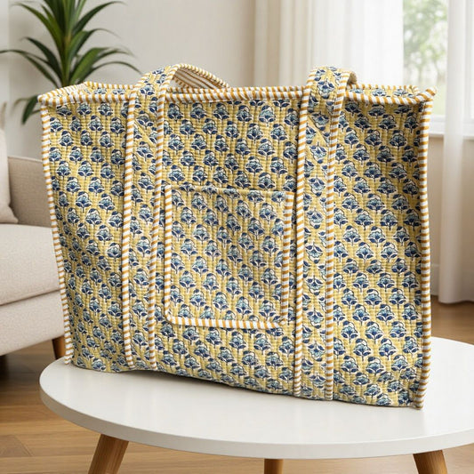 Yellow Butti Maxi Tote - (18X18)