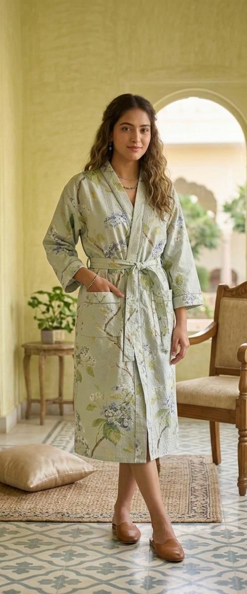 Sage Green Bagh Bathrobe