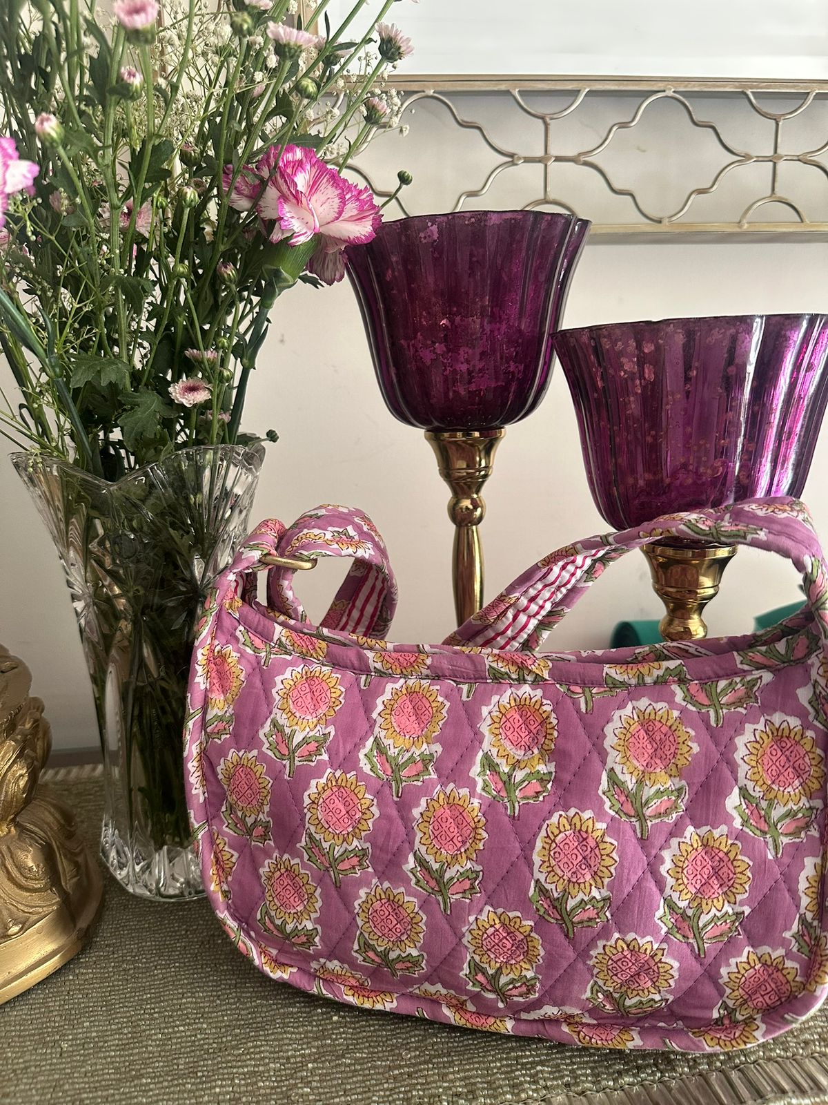 Purple Bloom Baguette Bag