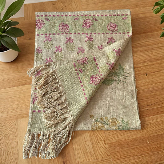 Yellow and Pink Butaa Jute Runner