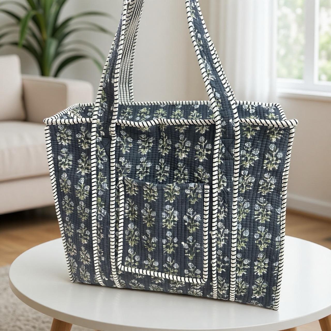 Midnight Blue Daily Tote (16X16) with bottle holder