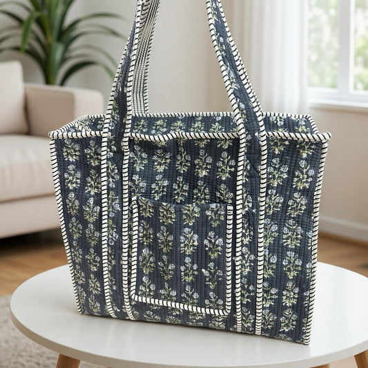 Midnight Blue Daily Tote (16X16) with bottle holder