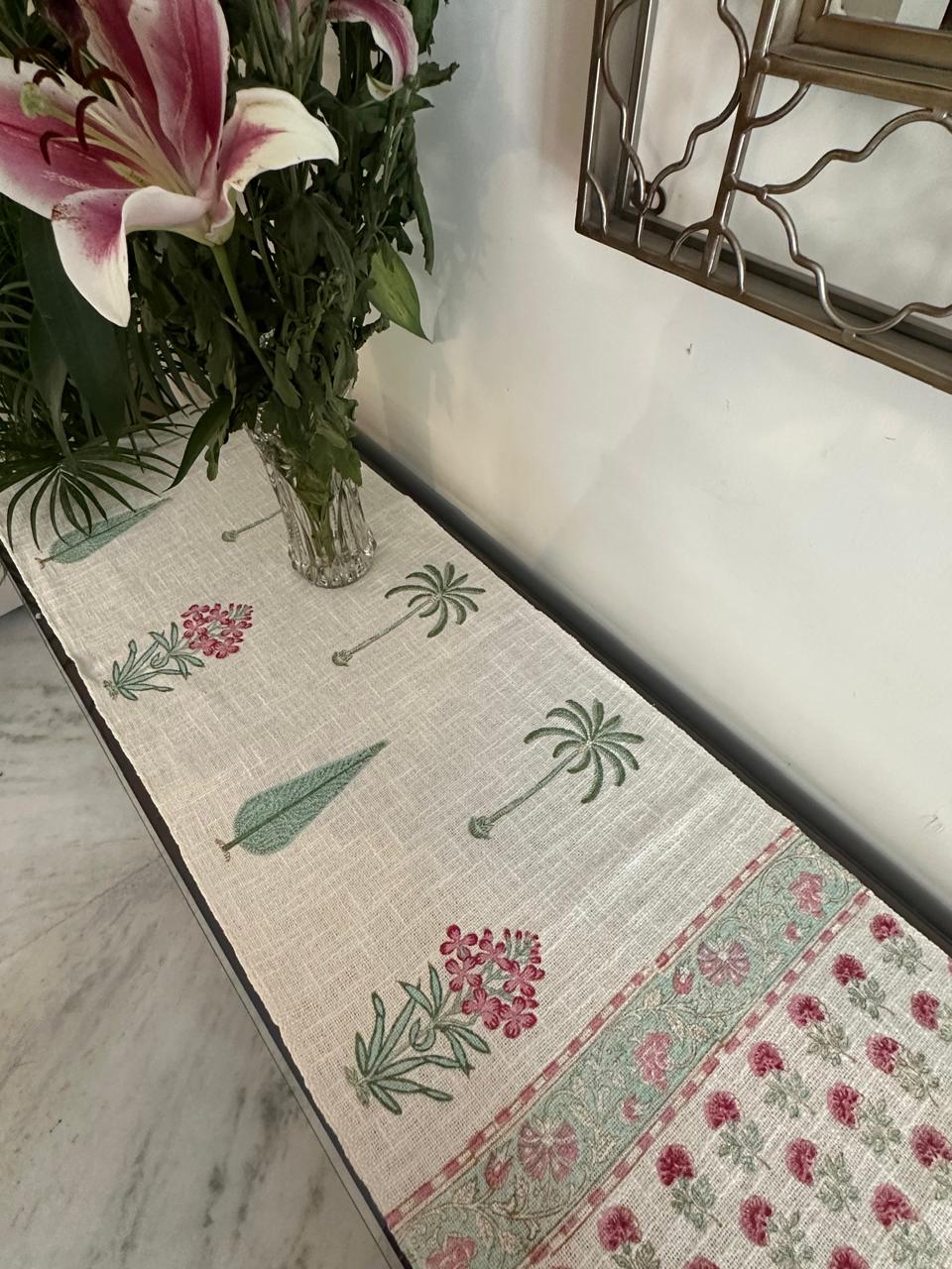 Palm Tree White Jute Runner