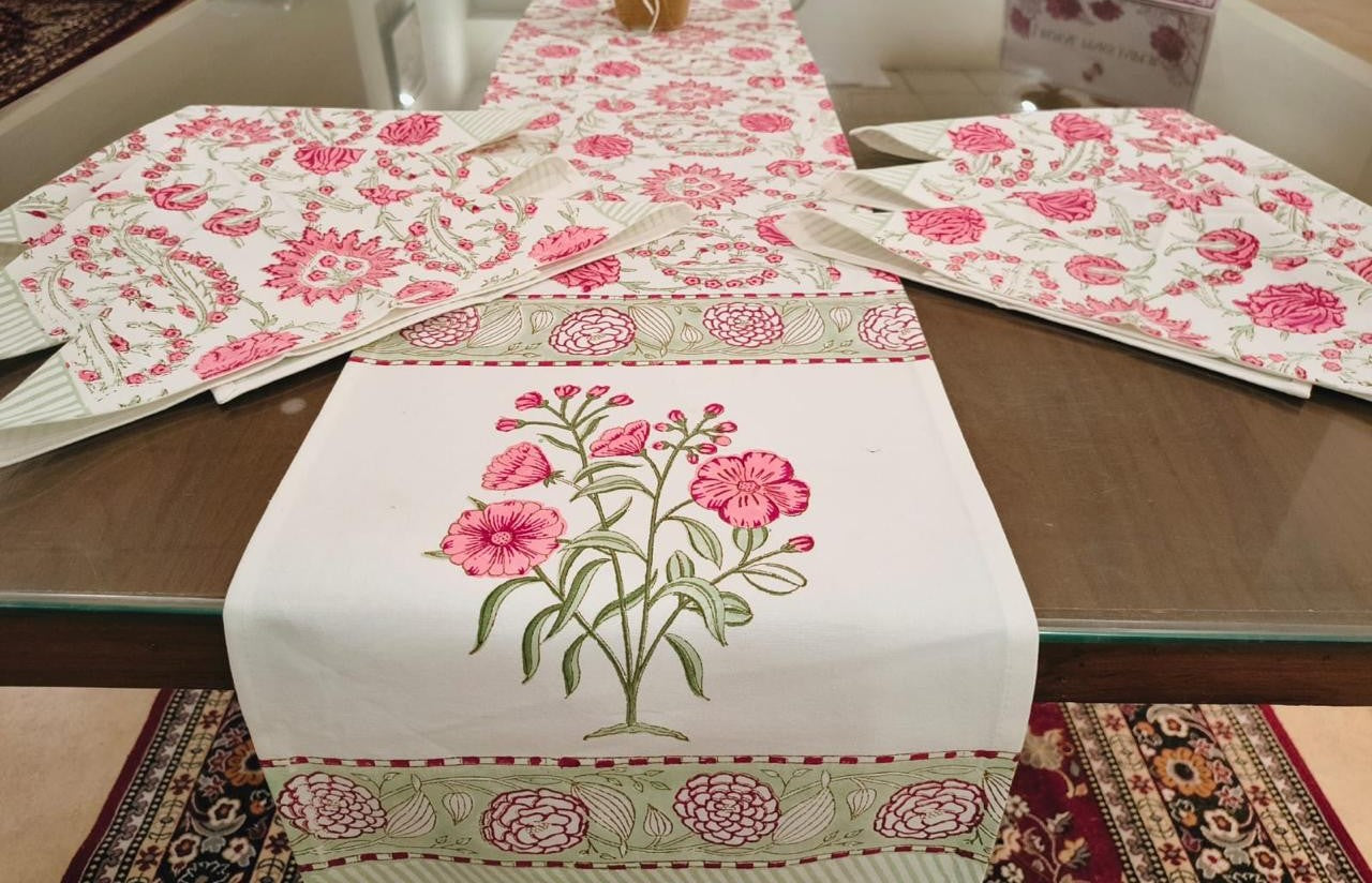 Crimson Bagh Runner and Mat Set