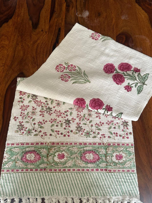 Pink Butaa White Jute Runner