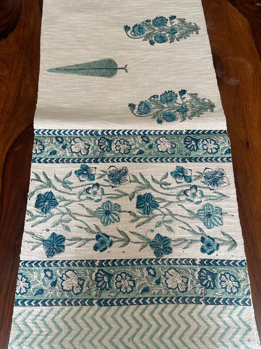 Aqua Butaa White Jute Runner