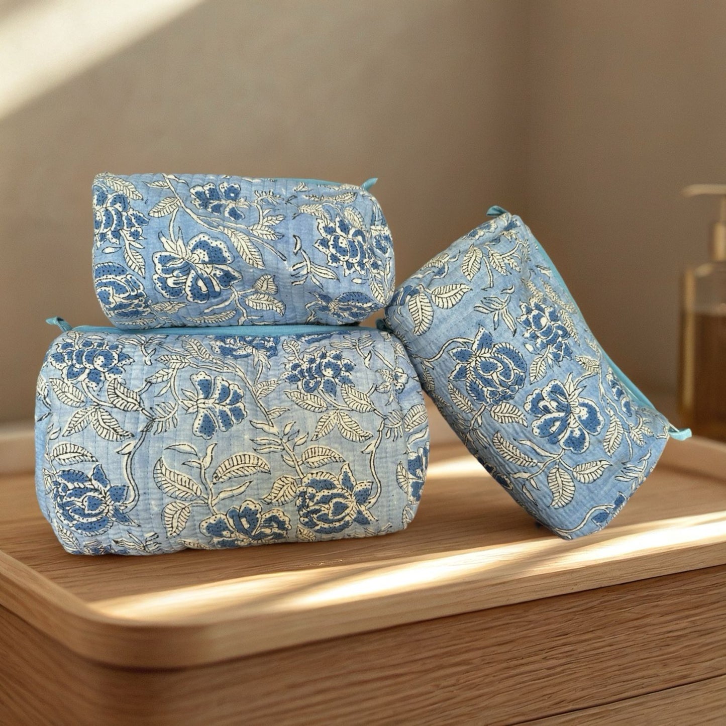 English Blue Pouch (Set of 3)